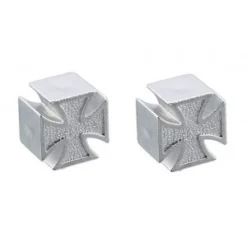 2 Bouchons De Valve TRIK TOPZ Croix De Fer Caps Shrader Argent