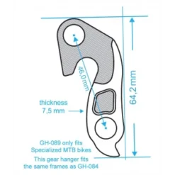 Marwi Patte De Dérailleur GH-089 SPECIALIZED Route (Epaisseur 7,5mm)/ Hanger / Schaltauge 5 Marwi Patte De Dérailleur GH-089 SPECIALIZED Route (Epaisseur 7,5mm)/ Hanger / Schaltauge -Boutique Prologo patte de derailleur gh 089 specialized route epaisseur 75mm hanger schaltauge 1
