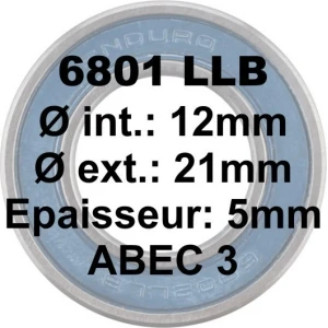 Roulement ENDURO Bearings 6801 LLB 12x21x5 ABEC 3 1 Roulement ENDURO Bearings 6801 LLB 12x21x5 ABEC 3